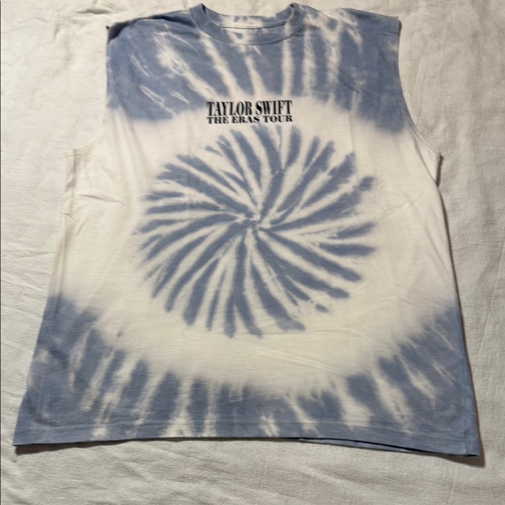 Taylor Swift Eras Tour Blue and White Tie-dye Sleeveless T-shirt/Tank Top